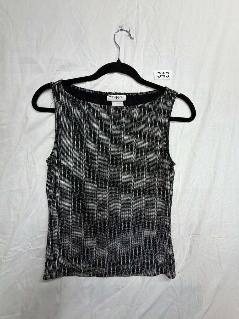 Wrapper Black and White Metallic Sleeveless Tank Top Large